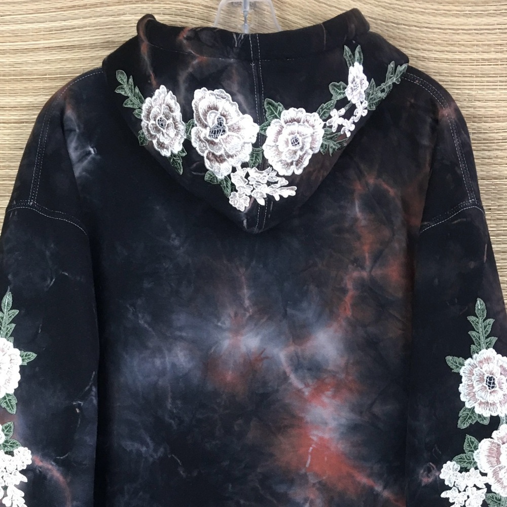 CIVIL REGIME White Rose With Lighting Tie Dye Unisex Hoodie Pullover Size L - Picture 6 of 11